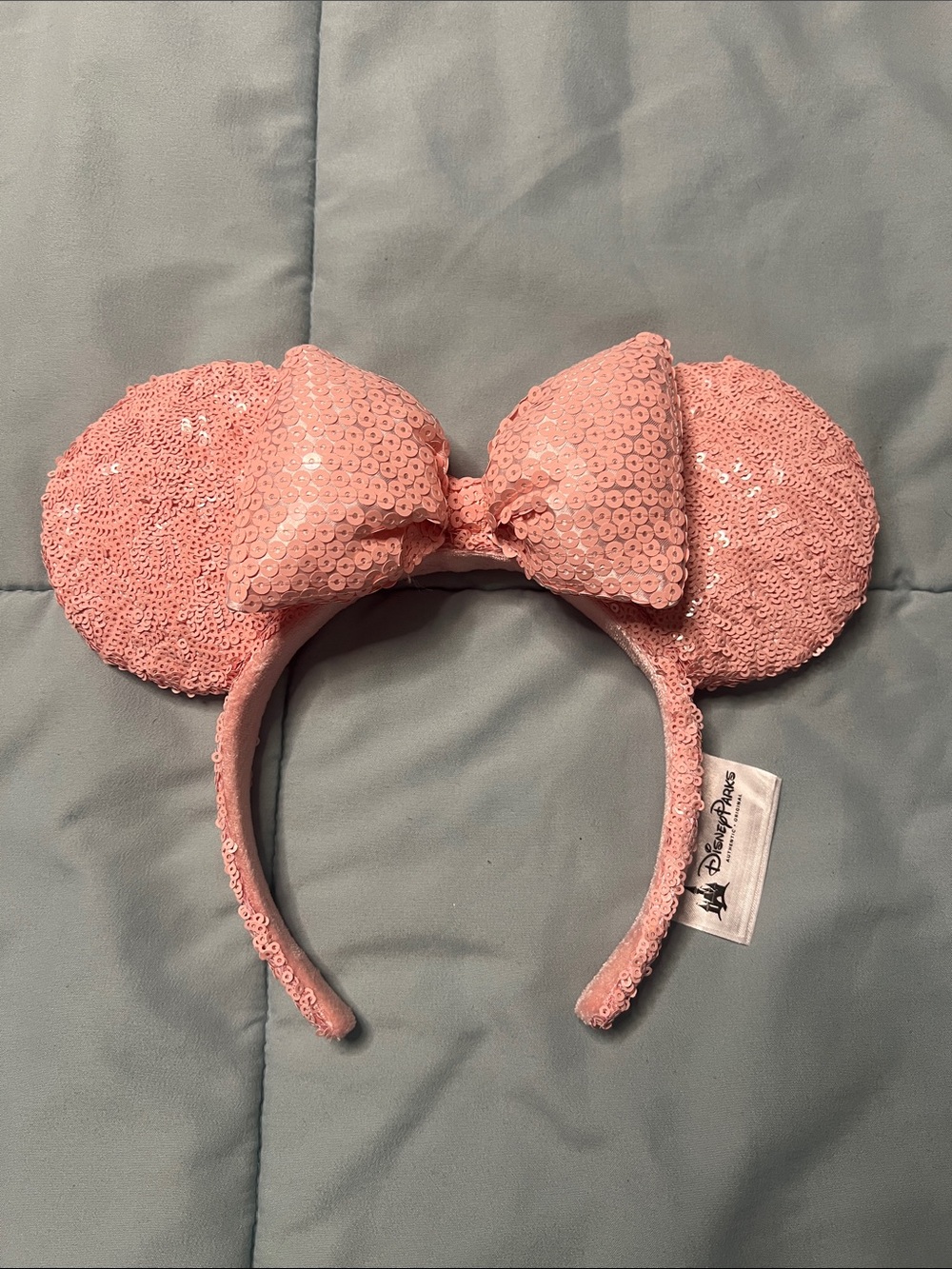 Disney Parks Millennial Baby Pink Sequin Minnie Mouse Ears Headband